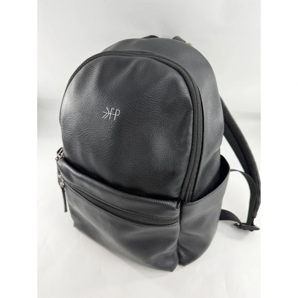 Freshly Picked Classic Diaper Bag Backpack Black Vegan Leather Padded Straps